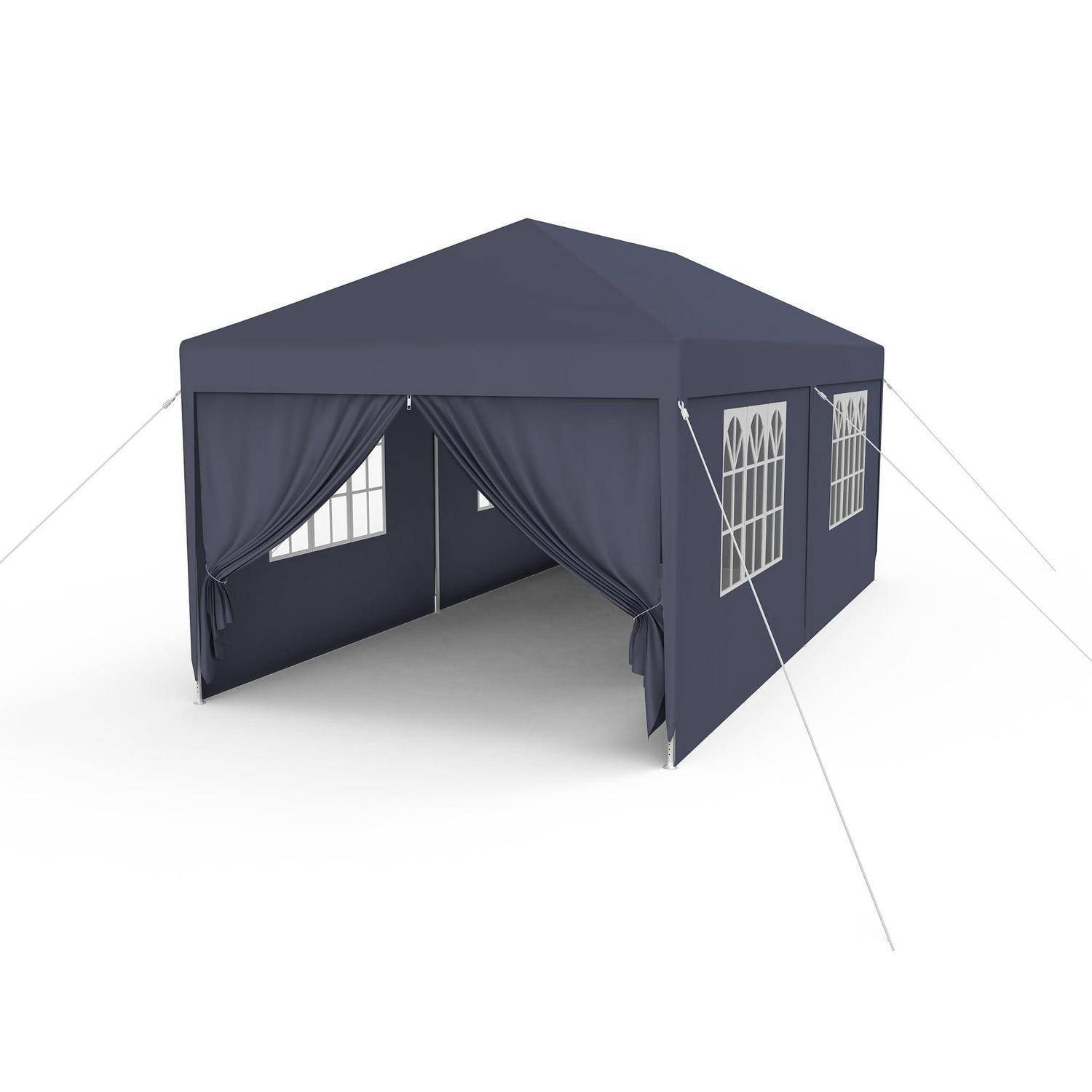 GARTENZELT 3 x 6 m Anthrazit mit Fenstern Textil - Anthrazit, Textil (300/250/600cm)