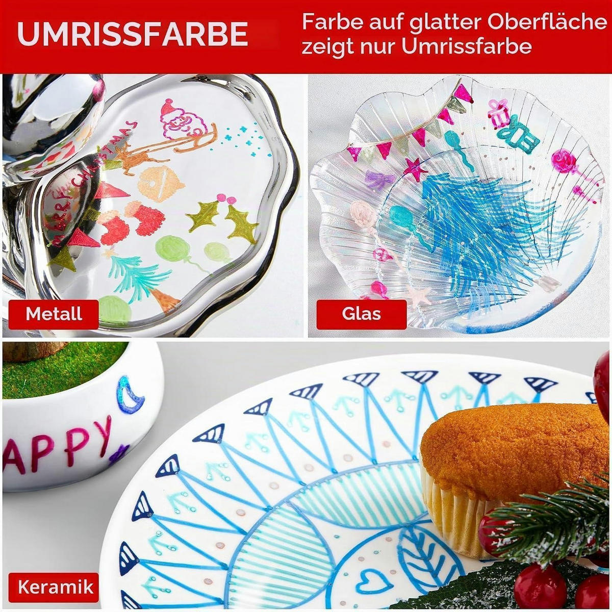 MARKER 28er Set Metallic Outline Stifte Silber+Gold - Multicolor, Kunststoff (33.8/1.5/13.5cm)
