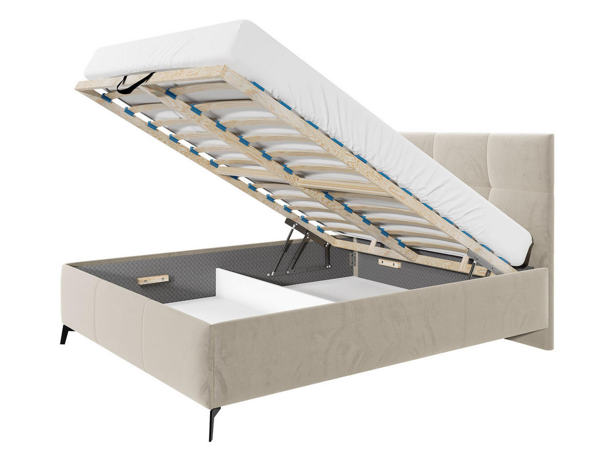 POLSTERBETT Genua - Schwarz/Naturfarben, Holz/Holzwerkstoff (180/200cm) - MIRJAN24