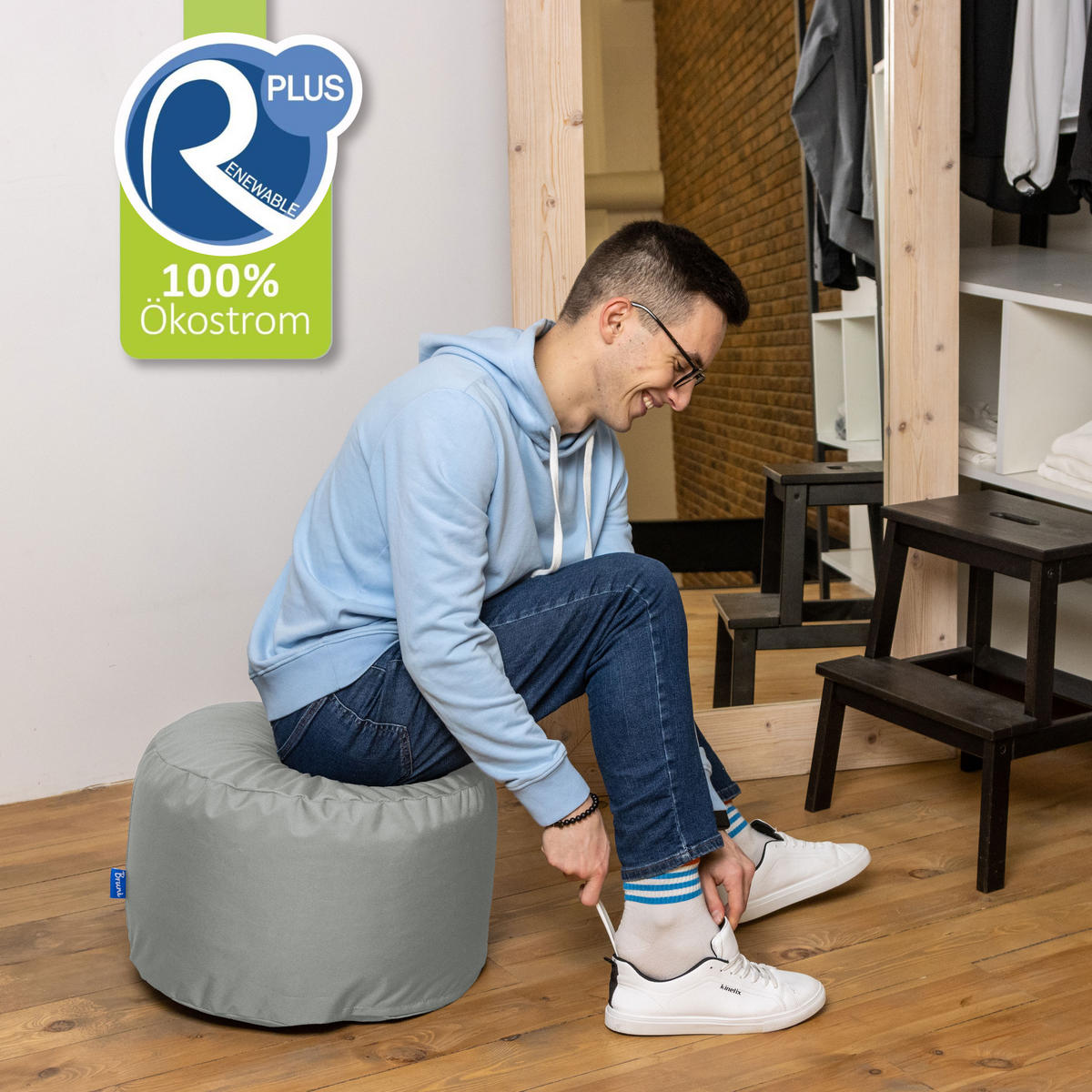 SITZPOUF L felsgrau - Dunkelgrau/Grau, Textil (500/300/500cm) - Bruni
