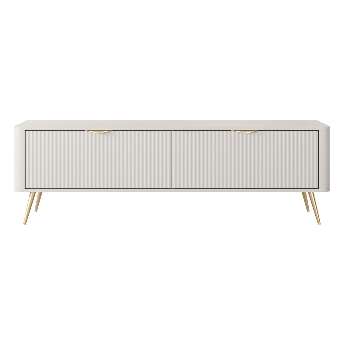 TV-ELEMENT LEKNES RTV1 Reliefierte Fronten aus MDF-Platte Beige Beige - Beige, Glas/Holzwerkstoff (163/51/38cm) - Komodee