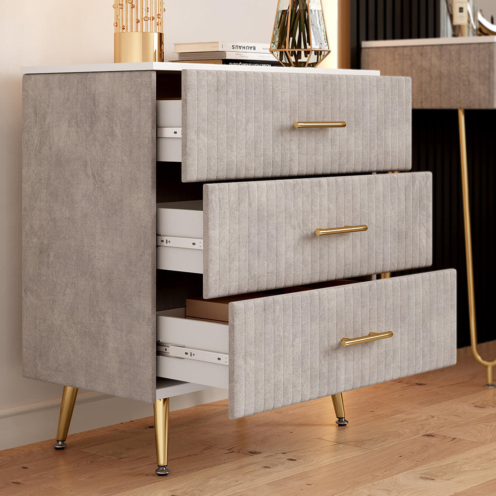 KOMMODE Velia Grau 70 x 78.5 cm mit 3 Schubladen - Grau, Holzwerkstoff (70/78.5/39cm) - Vicco