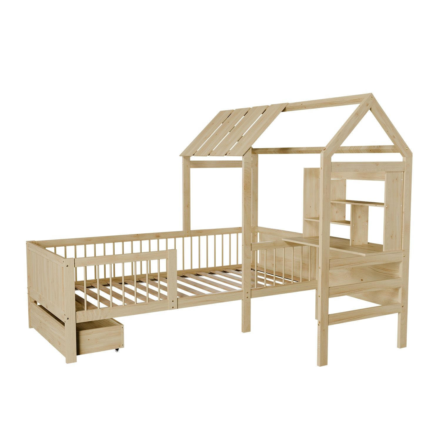 KINDERBETT Yari 90x200 cm Natur - Naturfarben, Holz (90/200cm) - Juskys