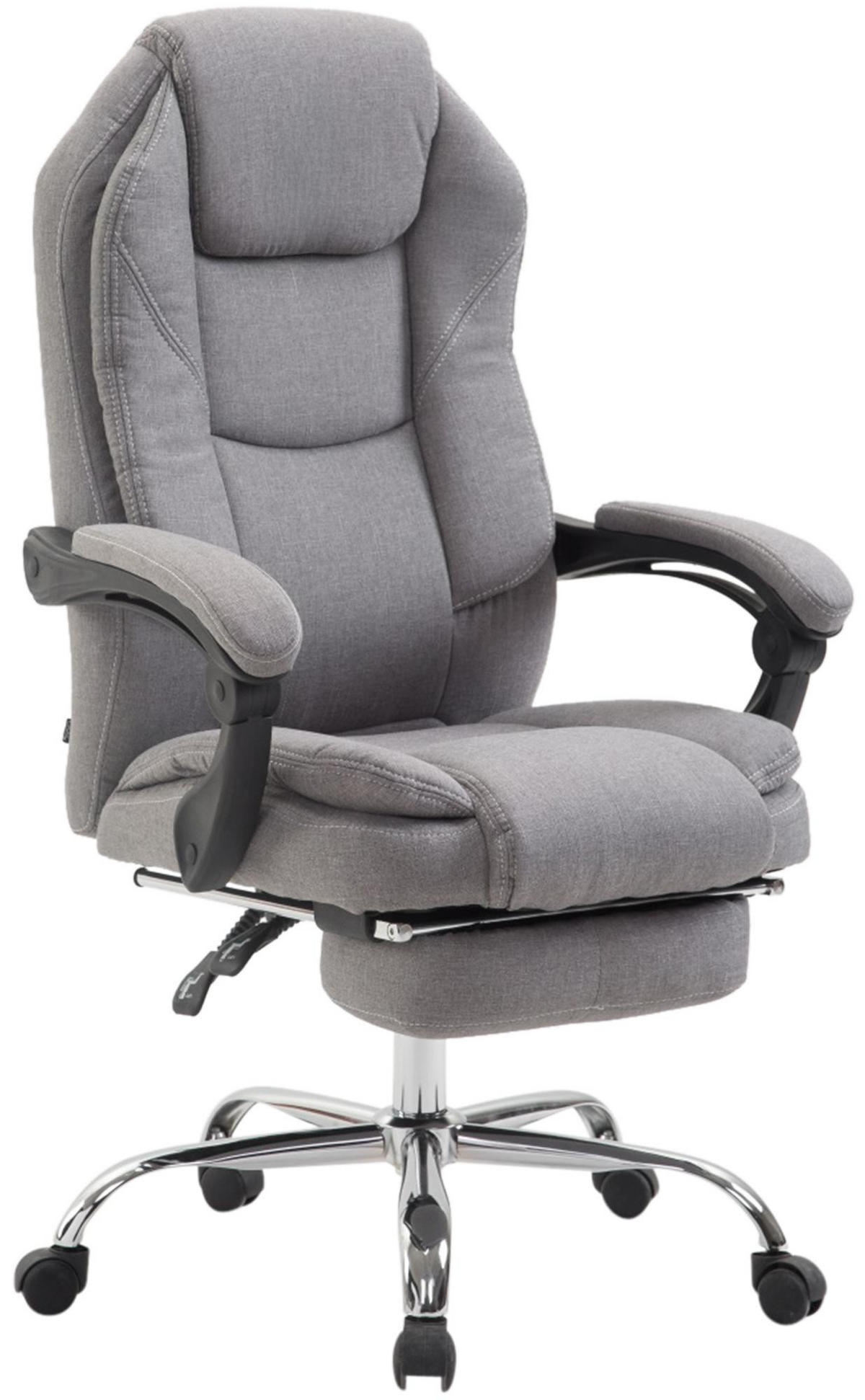 CHEFSESSEL Stoff Grau - Chromfarben/Grau, Textil/Metall (67/114/64cm) - CLP