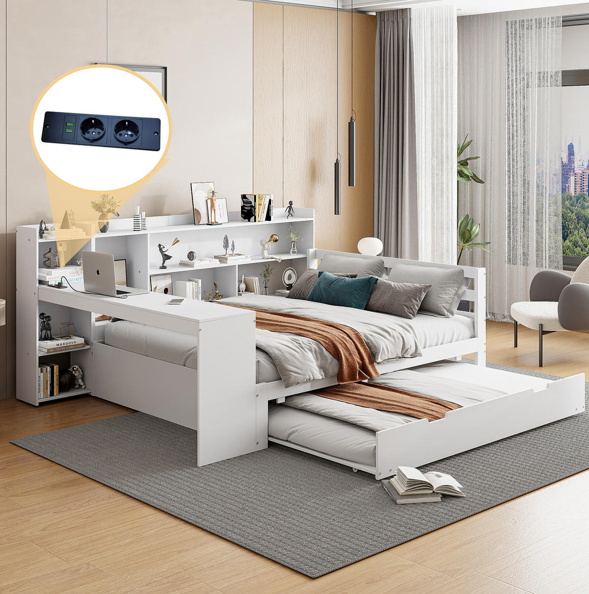BETT 140/200 cm Weiß aus Massivholz mit Bett und Stauraum - Weiß, Holz (140/200cm) - OKMYHOME