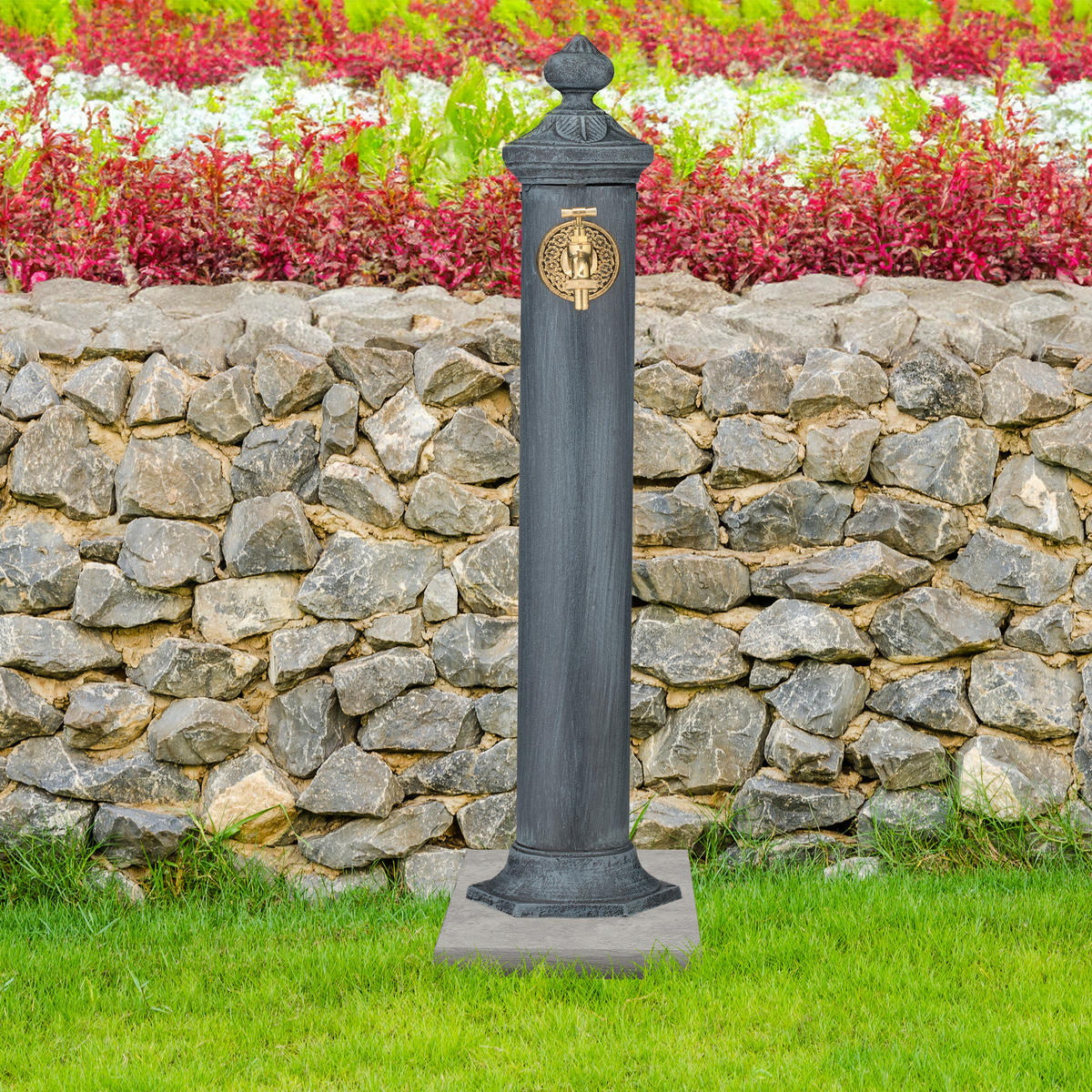 STANDBRUNNEN - Grau, Metall (25/21.5/84cm) - Relaxdays