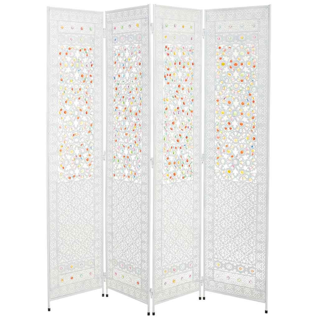 PARAVENT aus geflochtenem Papier, weiß, 160x3x172cm - Weiß, Metall (160/172/3cm) - Wanderlust