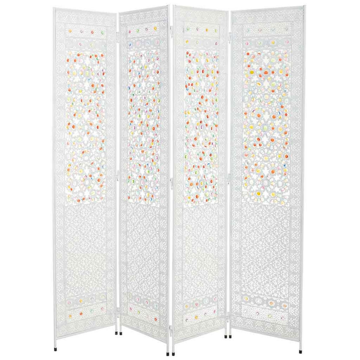 PARAVENT aus geflochtenem Papier, weiß, 160x3x172cm - Weiß, Metall (160/172/3cm) - Wanderlust