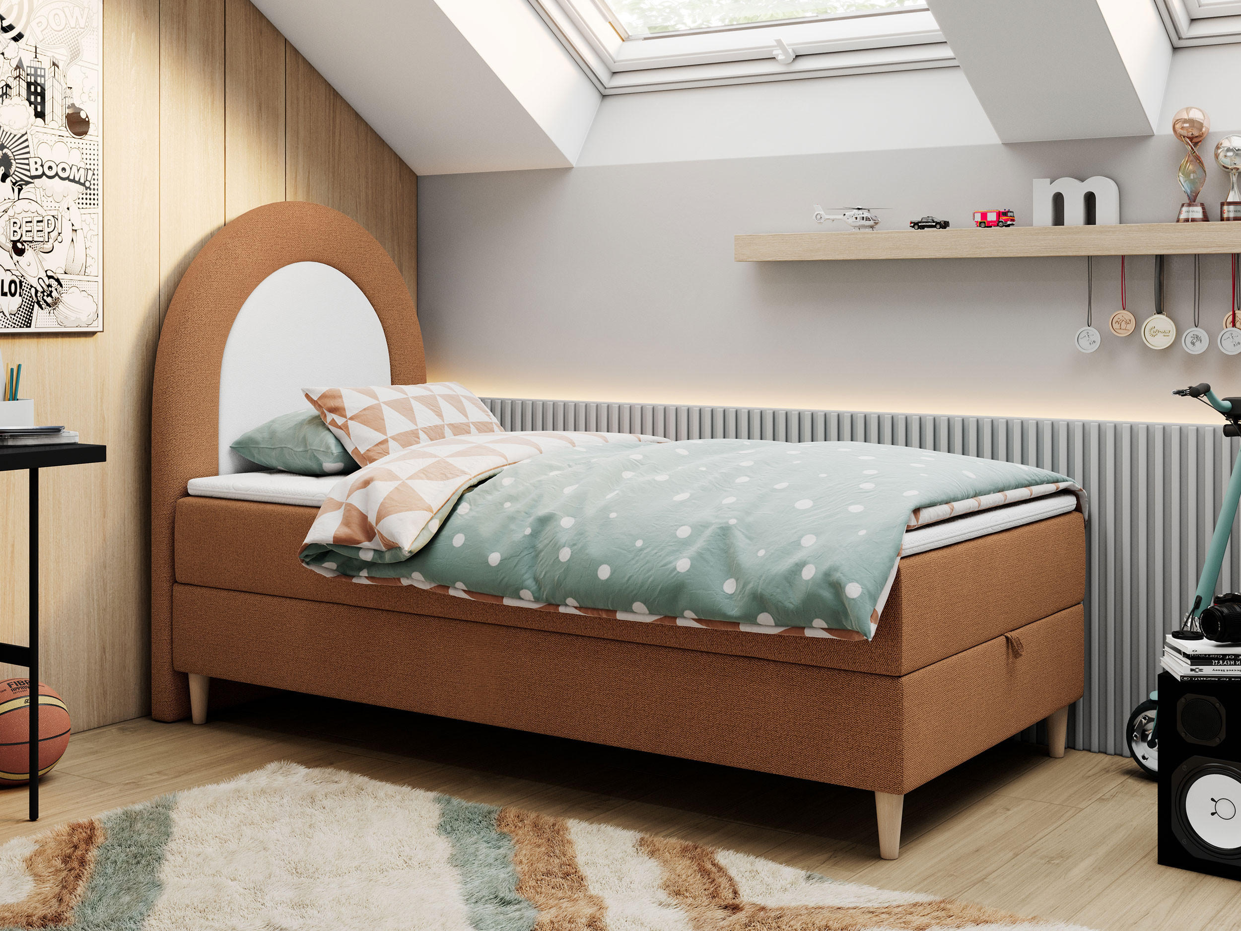 BOXBETT NEST 90/180 Orange Struktur - H3 - Orange, Holz/Textil (90/180cm) - MKS