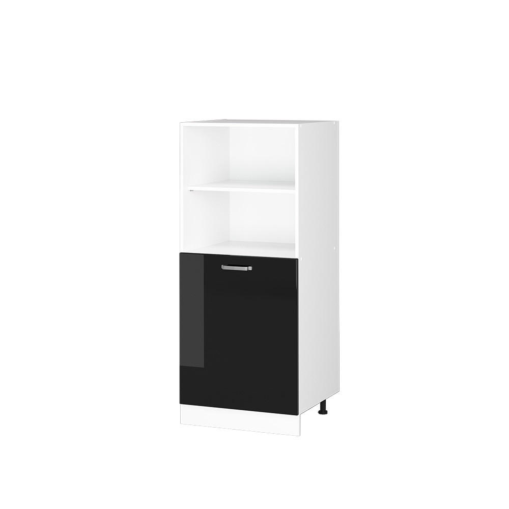 HOCHSCHRANK R-Line Schwarz Hochglanz 60 cm mit offenen Regalen und Tür - Schwarz Hochglanz/Weiß, Holzwerkstoff (60/143/57.2cm) - Vicco
