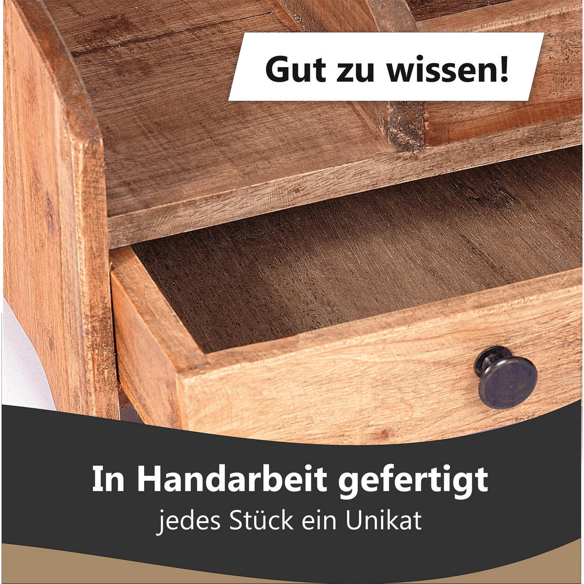 ORGANIZER College Mahagoni Massivolz, mit Schublade naturfarben - Naturfarben, Holz (28/27/30cm) - CREEDWOOD