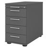 STANDCONTAINER - mit 4 Schubladen 80/42,8/72 cm in Graphitfarben Relinggriff (Kunststoff) - Graphitfarben, Holzwerkstoff (42.8/72/80cm) - bümö