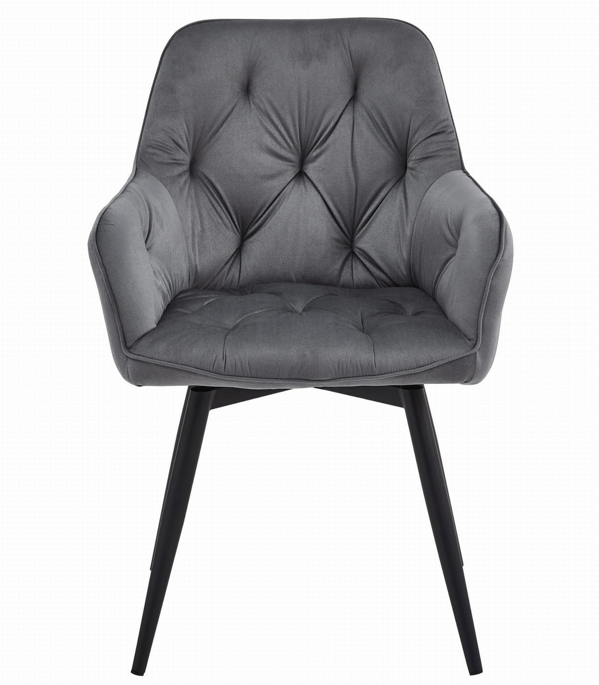 ESSZIMMERSTUHL LUKK360 dunkelgrauer Sitz, schwarze Beine - Dunkelgrau/Schwarz, Textil (56/84/61cm) - Valora