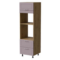 BACKOFENUMBAUSCHRANK Bari D14/RU/2 284 Eiche Artisan / RAL 4009 pastellviolett 60 / 59 / 207cm REJS Vollauszug - Violett/Eiche Artisan, Holz/Holzwerkstoff (60/207/59cm) - Feldmann-Wohnen