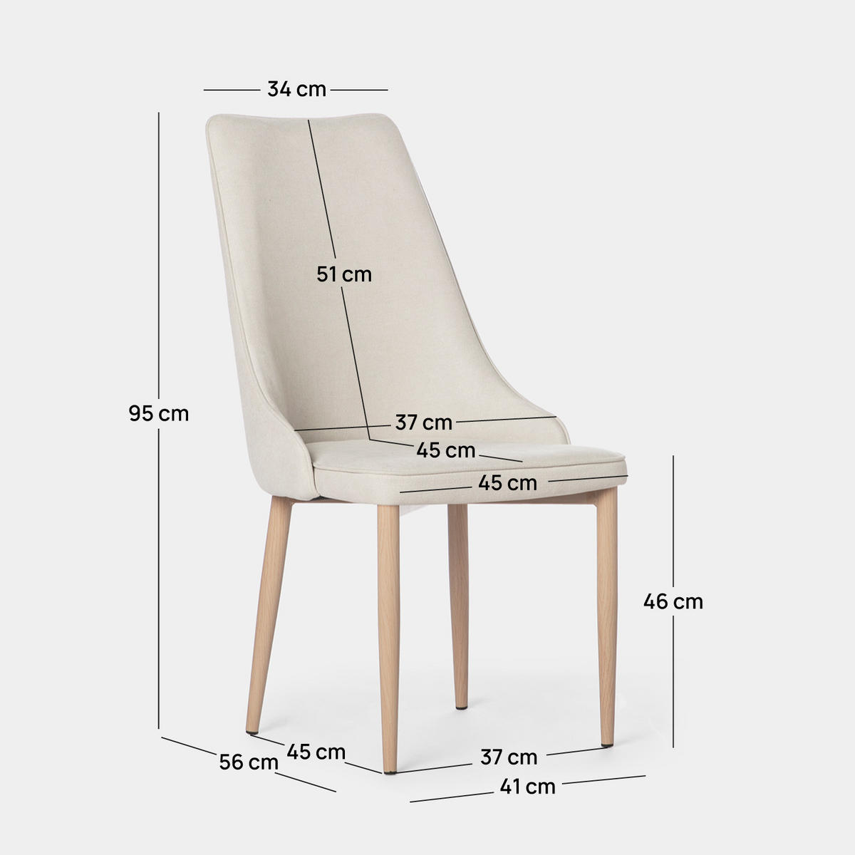 ESSZIMMERSTUHL Agnes Beige 45 cm x 95 cm 4er-Set - Beige, Textil (45/95/65cm) - Klast Home