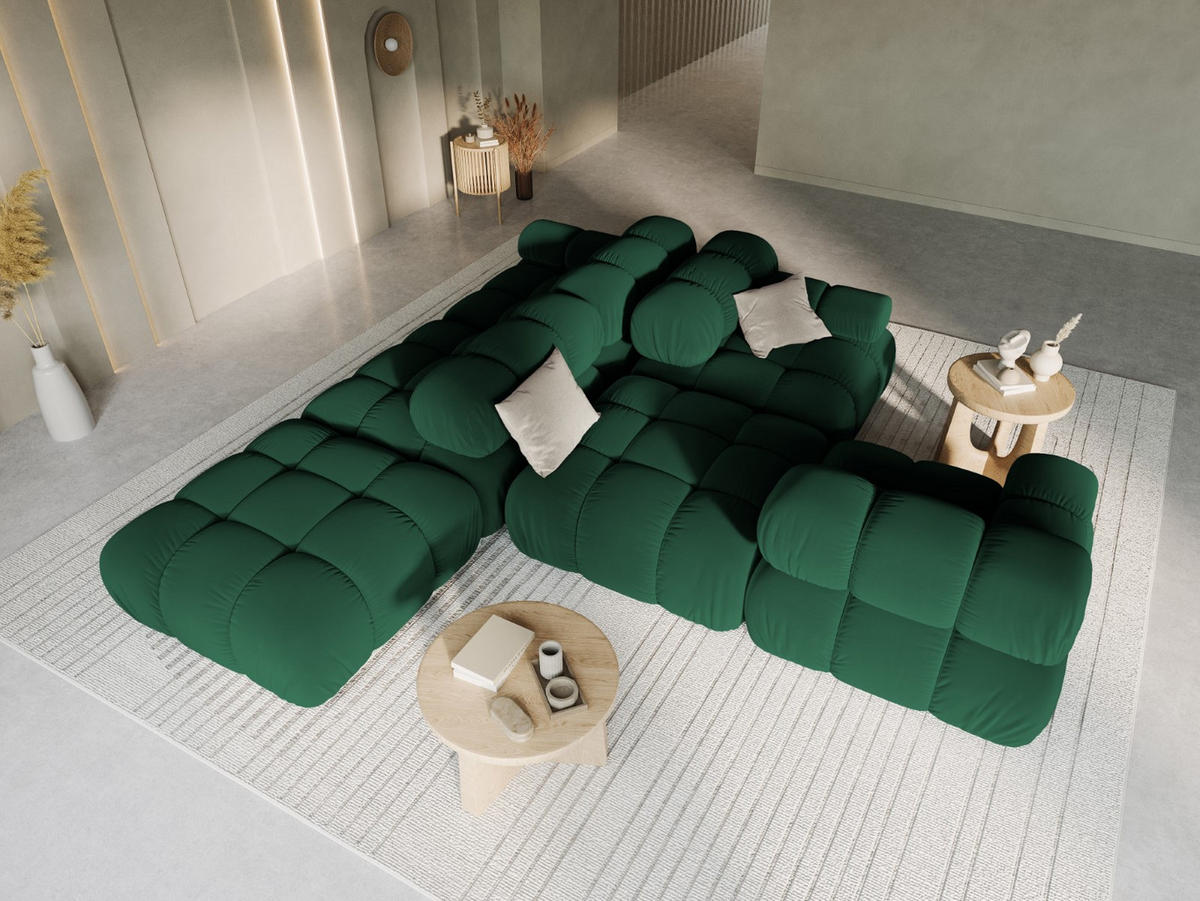 MODULARES-SOFA rechts Bellis aus Samt flaschengrün 4 Sitzplätze - Grün, Textil (94/63/282cm) - Micadoni