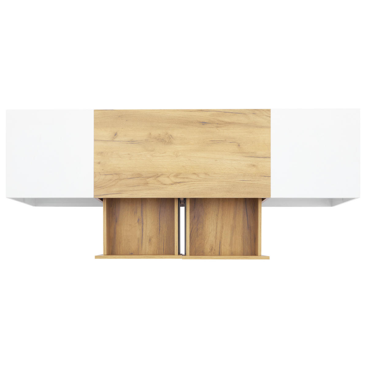 TV ormarić 160/40/42 cm antikno bijeli i prirodna boja hrasta od iverice s LED rasvjetom - svijetlo smeđa, drvni materijal (160/42/40cm) - OKWISH
