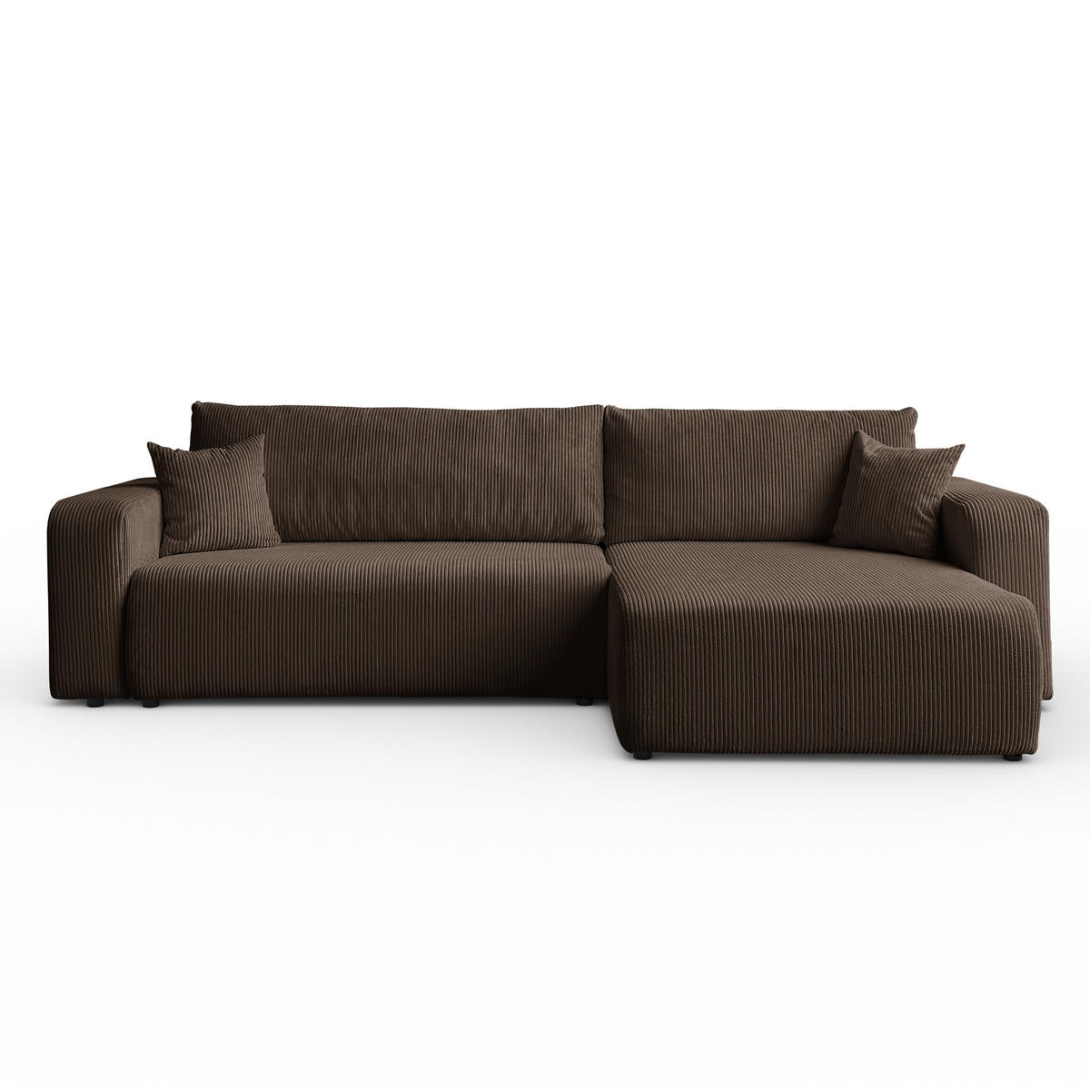 ECKSOFA Sofia in L-Form 277 x 143 cm Schlaffunktion Bettkasten Couch Cord universale Seite, braun - Braun, Kunststoff (143/83/277cm) - Margaret Hadas24