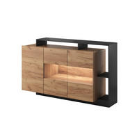 KOMMODE Alva Craft Gold Oak / anthrazit 155 / 44 / 93,5cm - Eichefarben/Anthrazit, Holz/Holzwerkstoff (155/94/44cm) - Feldmann-Wohnen