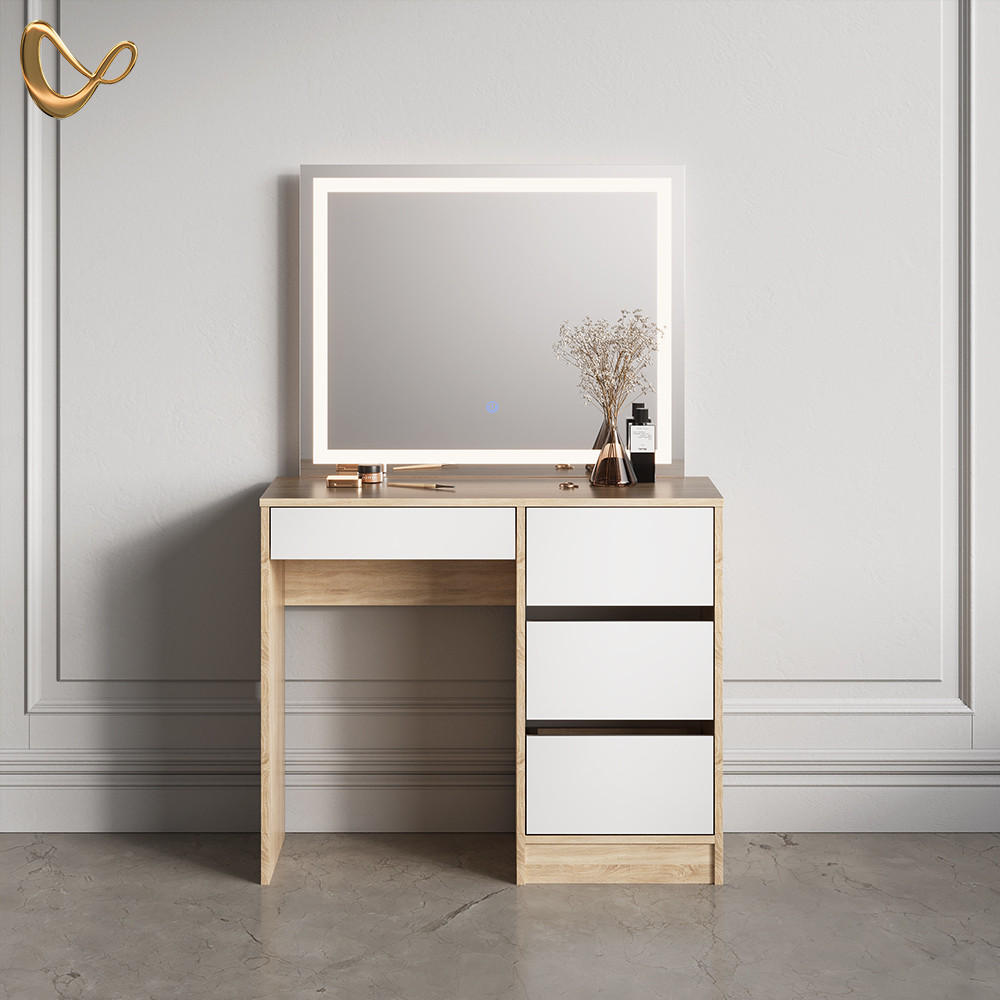 Thumbnail - Livinity® Schminktisch, Sonoma Eiche, Holzwerkstoff, 4 Fächer, 4 Schubladen, Rechteckig, 90x75x40 cm, Schlafzimmer, Schm...