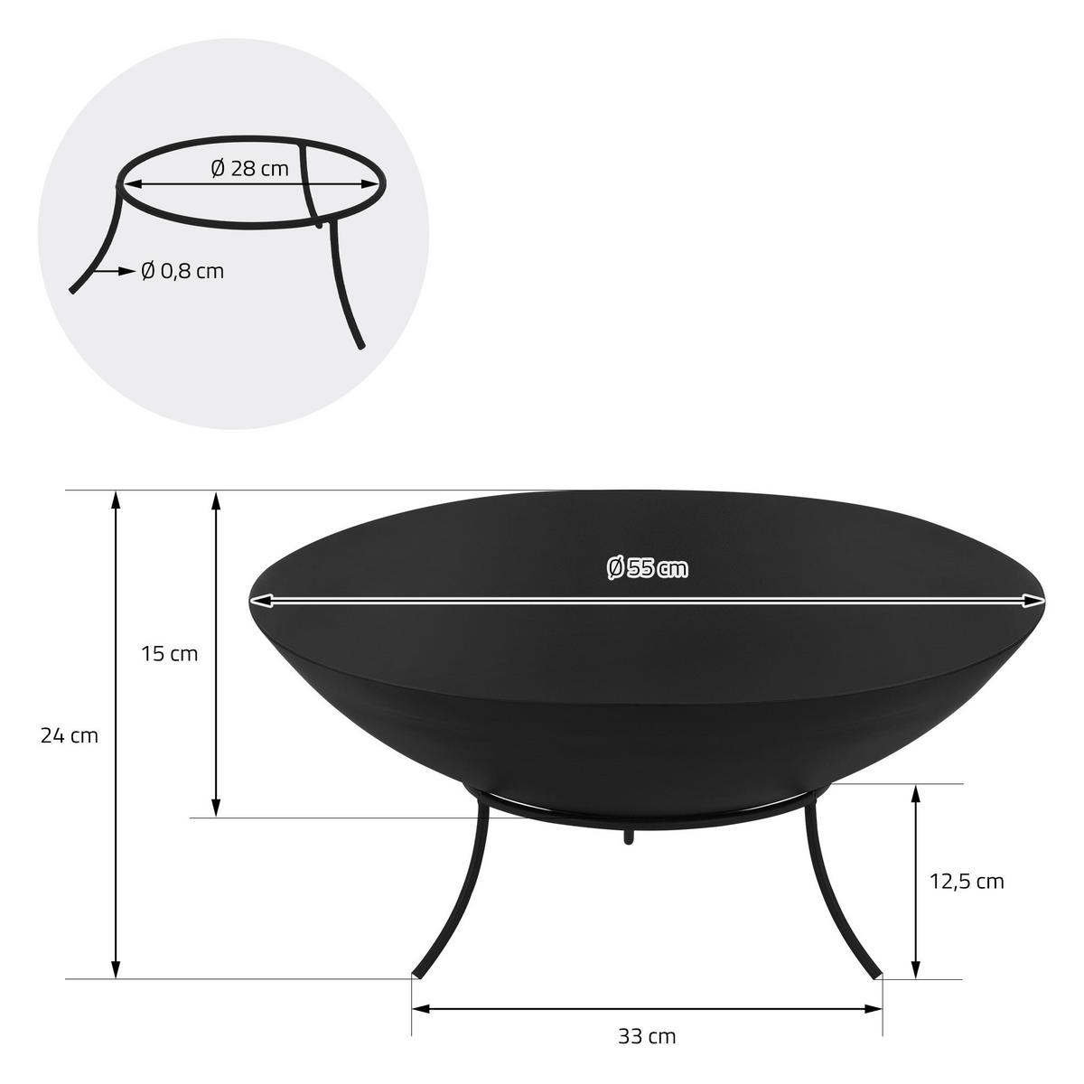 FEUERSCHALE - Schwarz, Metall (55/24/55cm) - ECD-Germany