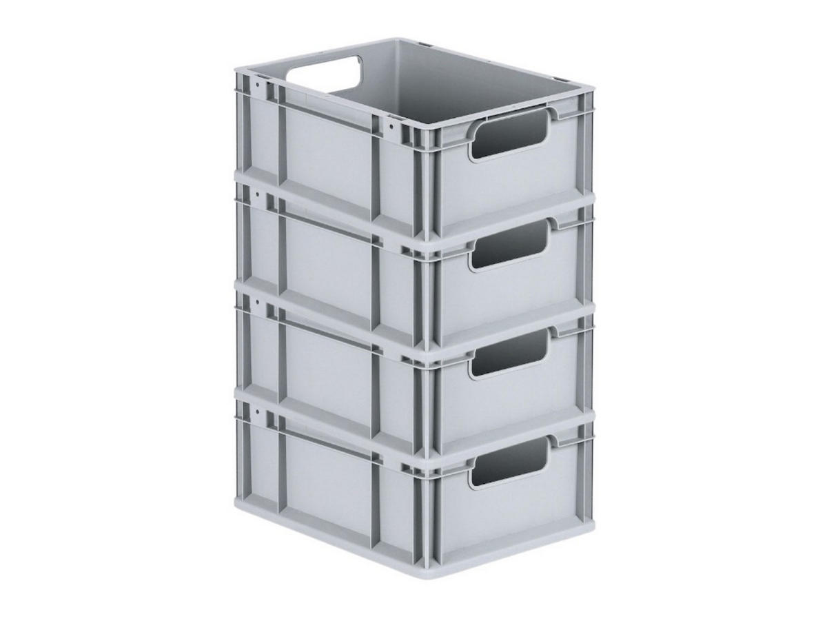 EUROBOX 4x Nextgen Economy Griffe Offen 17x30x40cm 16 Liter - Grau, Kunststoff (30/17/40cm) - PROREGAL