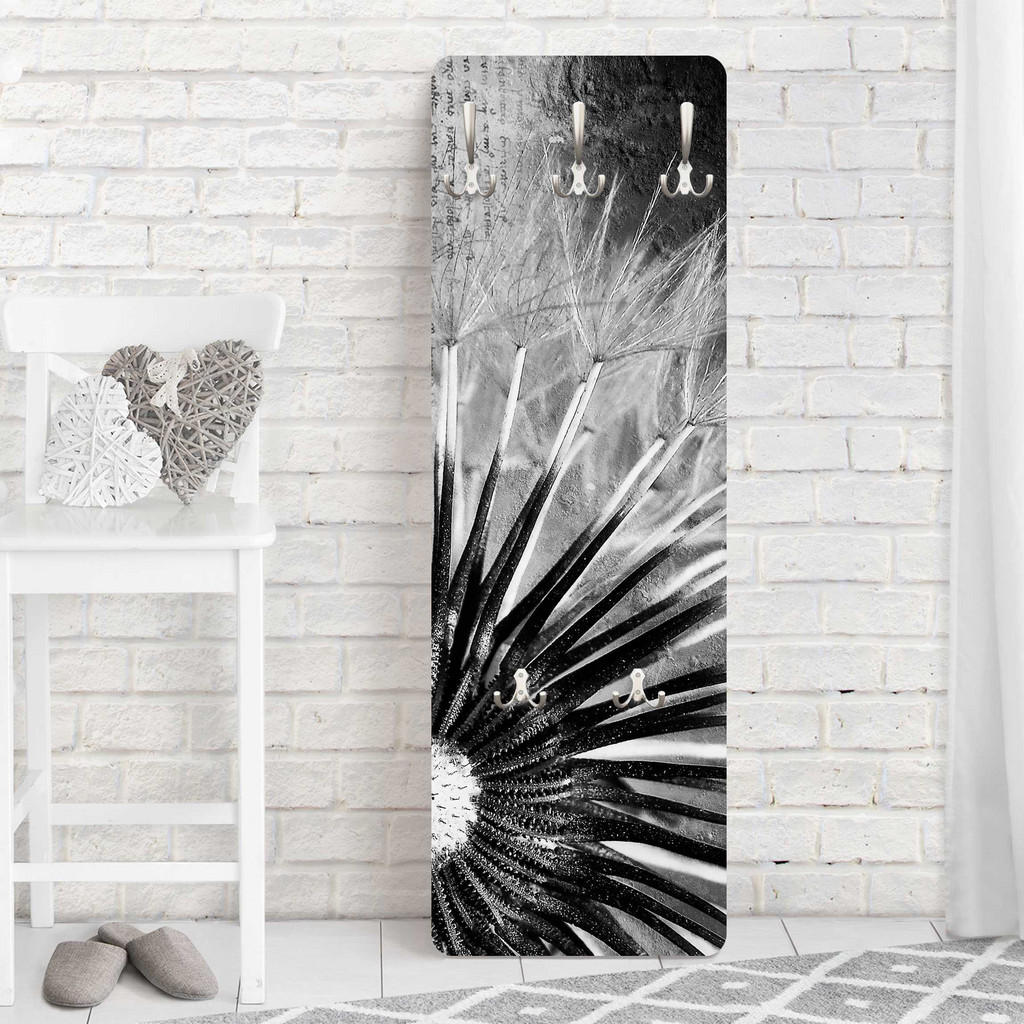 Thumbnail - Bilderwelten Wandgarderobe, Schwarz, Holzwerkstoff, Floral, Rechteckig, 34x105x1.6 cm, Garderobe, Garderobenleisten & Ga...