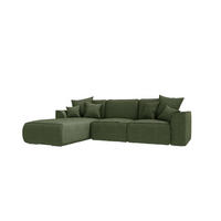 ECKSOFA GUSTO Cordstoff Olivgrün Links inkl. Schlaffunktion - Chromfarben/Olivgrün, Kunststoff/Textil (295/194cm) - 99rooms