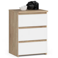 NACHTTISCH Sonoma Eiche, Weiß 40x57x35 cm - Weiß/Sonoma Eiche, Holzwerkstoff (40/57/35cm) - Akord