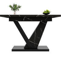 AUSZIEHTISCH 120-160/75/75,5 cm in Schwarz mit Marmormuster & Metallgestell - Schwarz, Holzwerkstoff (160/75/75.5cm) - BEAOK