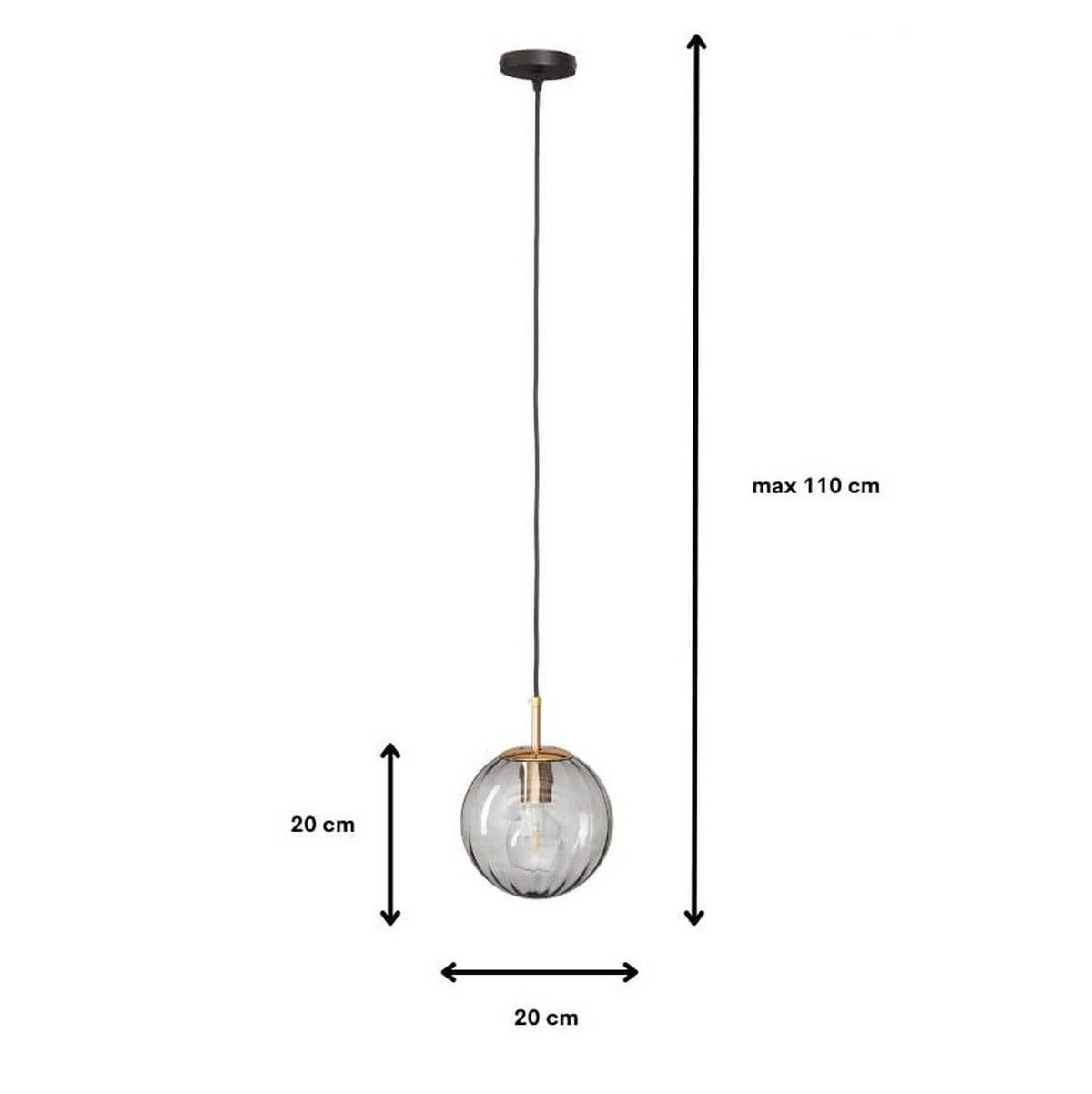 PENDELLEUCHTE Rome - Transparent/Goldfarben, Glas/Metall (20/20/110cm) - kiki design