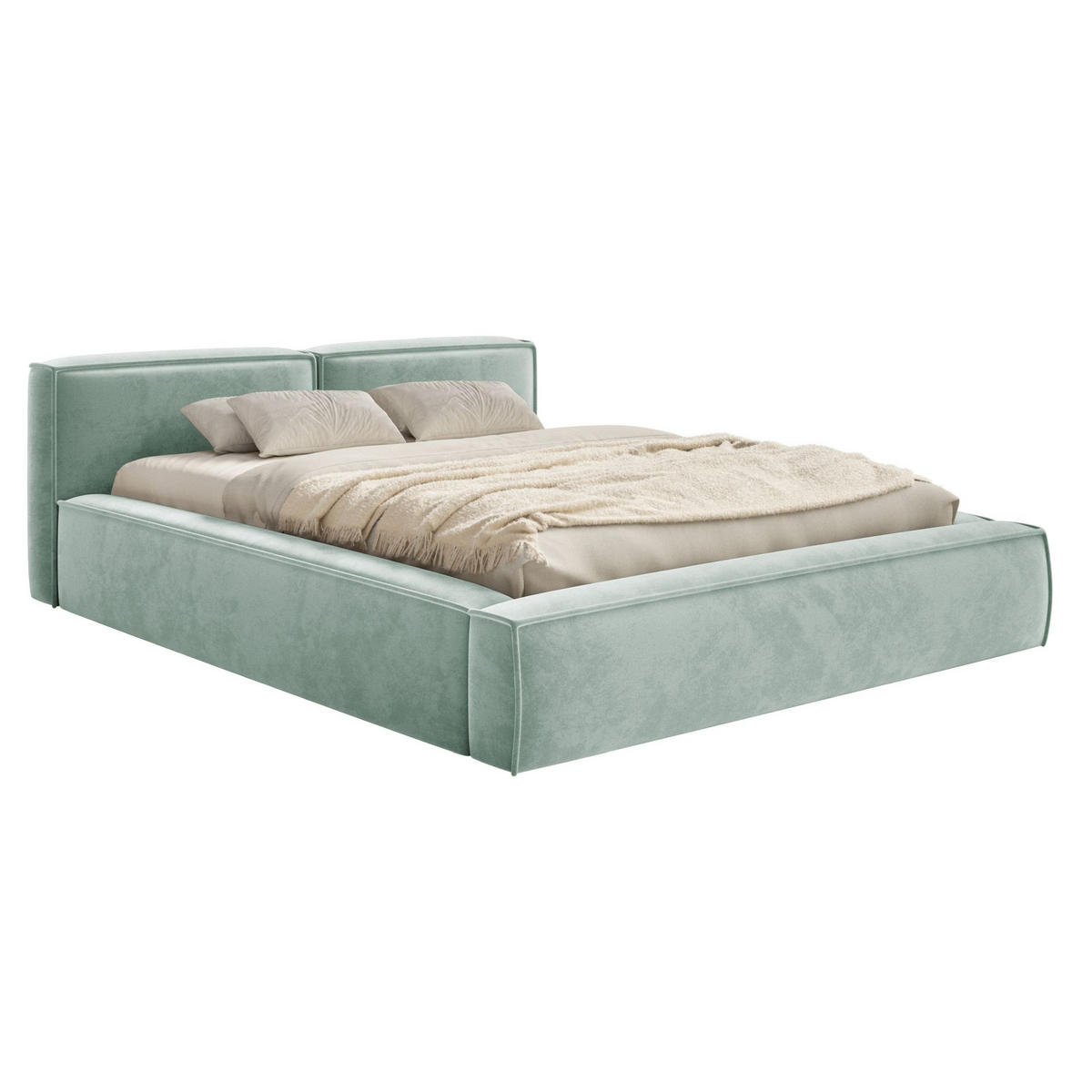 POLSTERBETT Tilves Slim Salbeigrün 160x200 cm - Schwarz/Hellgrün, Kunststoff/Textil (160/200cm) - Selsey