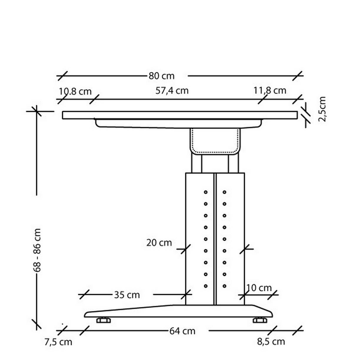 SCHREIBTISCH Serie-U 80/160/74 cm in Buchefarben/Weiß - Buchefarben/Weiß, Holzwerkstoff (80/160/74cm) - bümö