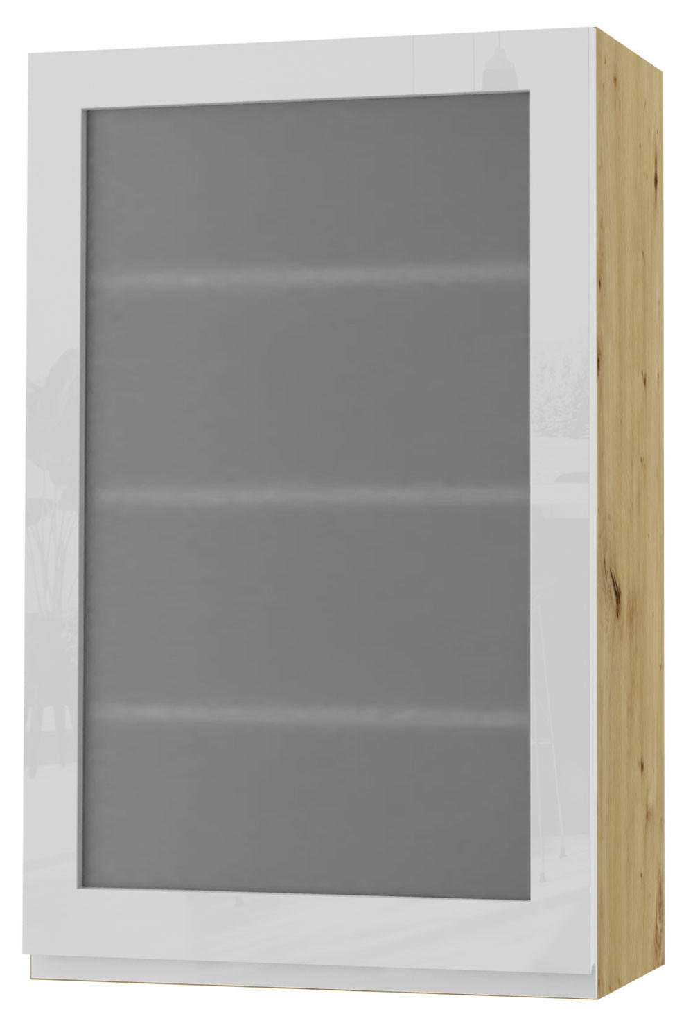 HÄNGESCHRANK Florence W4S/60 Eiche Artisan / RAL 9003 signalweiß HG 60 / 32,5 / 96cm - Türanschlag rechts - Weiß Hochglanz/Eiche Artisan, Holz/Holzwerkstoff (60/96/32.5cm) - Feldmann-Wohnen