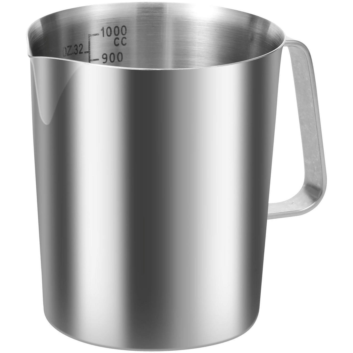 MESSBECHER Edelstahl 1000ml mit Feinskala Tropfschutz - Silberfarben, Metall (1L)