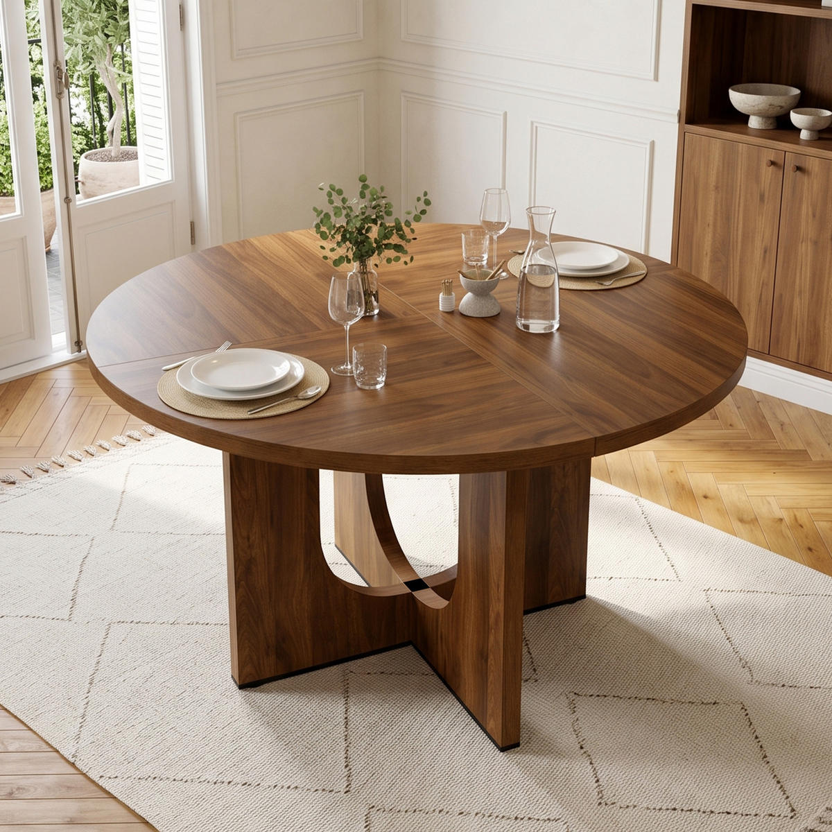 ESSTISCH in Walnussfarben mit runder Tischplatte für Esszimmer, B120/T120/H75 cm - Walnussfarben, Holzwerkstoff (120/120/75cm) - STILVORA