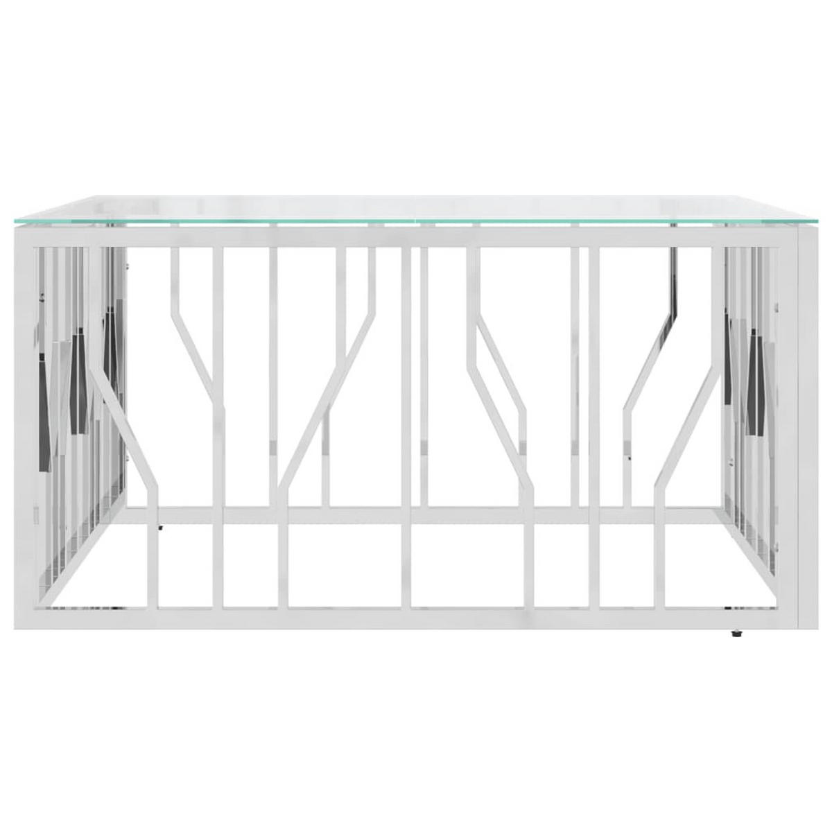 COUCHTISCH 80x80x40 cm Edelstahl und Glas - Silberfarben, Metall (80/80/40cm) - furnicato