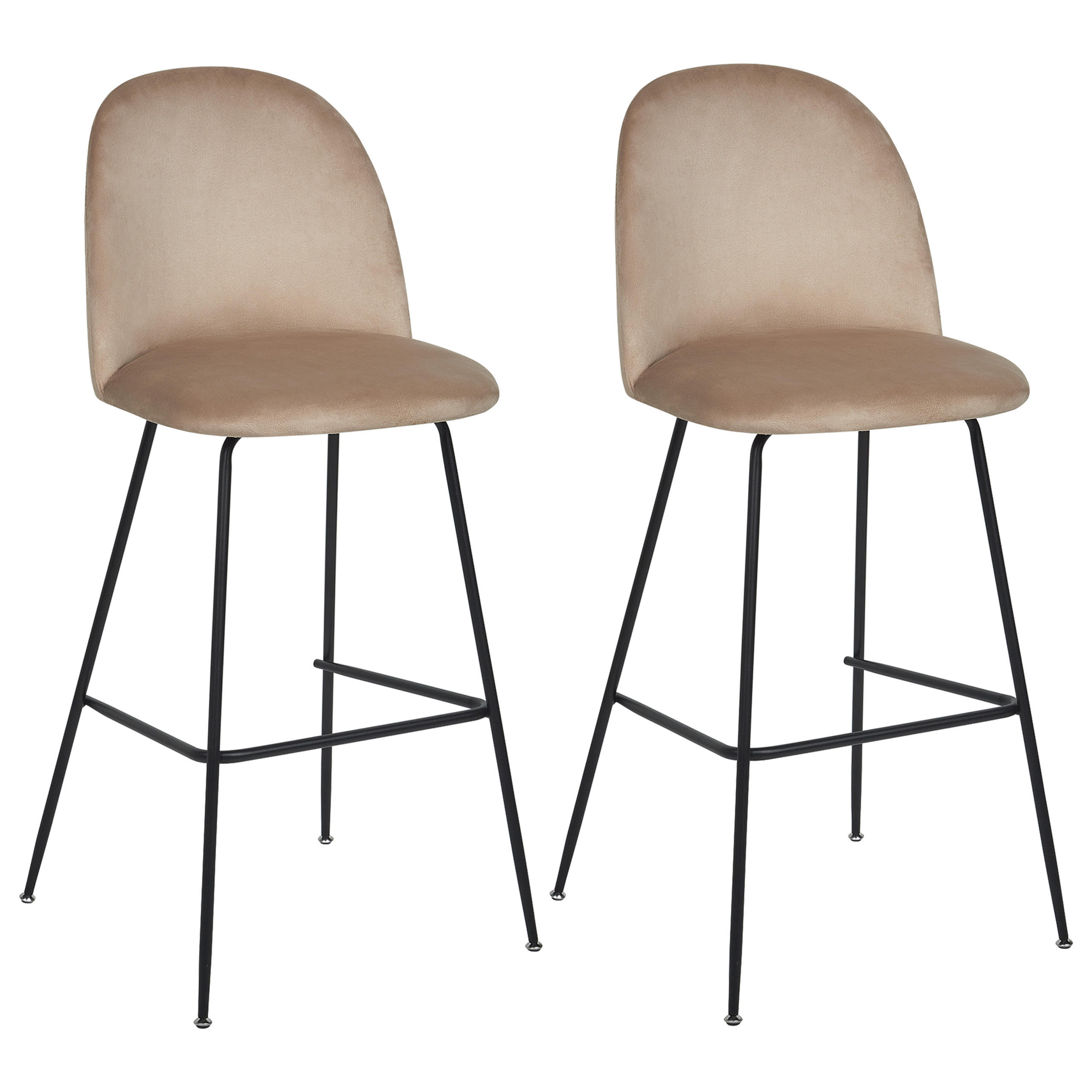 SCAUN DE BAR set de 2 catifea taupe/negru Arcola