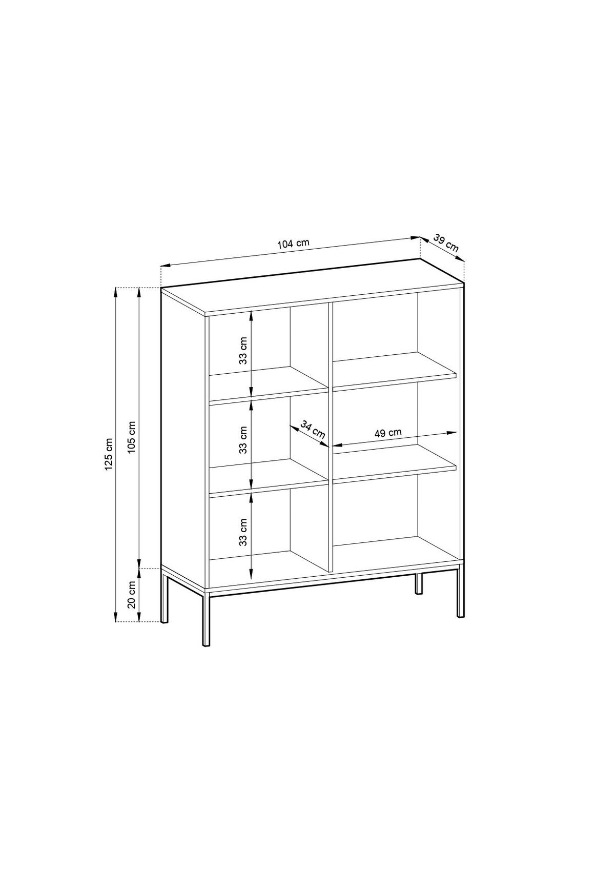 KOMMODE: 2 Türen, Schwarz, Schwarz, 104 x 125 x 39 cm, goldene Griffe - Schwarz, Holzwerkstoff/Metall (104/125/39cm) - 3XE LIVING