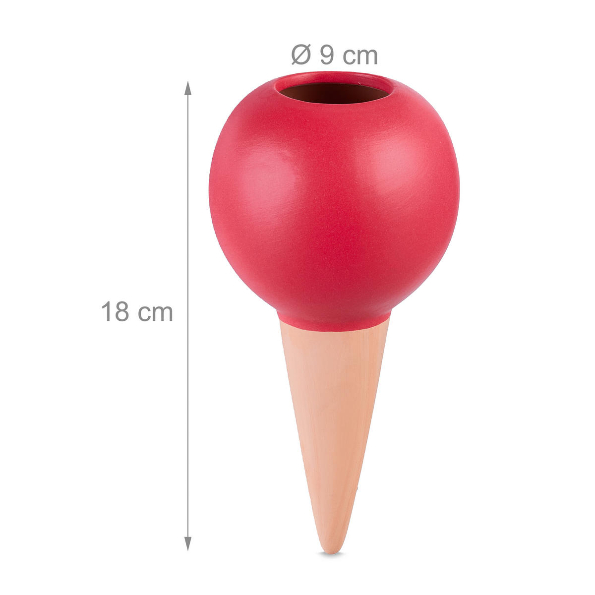 4XTONKEGEL - Hellbraun/Rot, Keramik (9/18/9cm) - Relaxdays