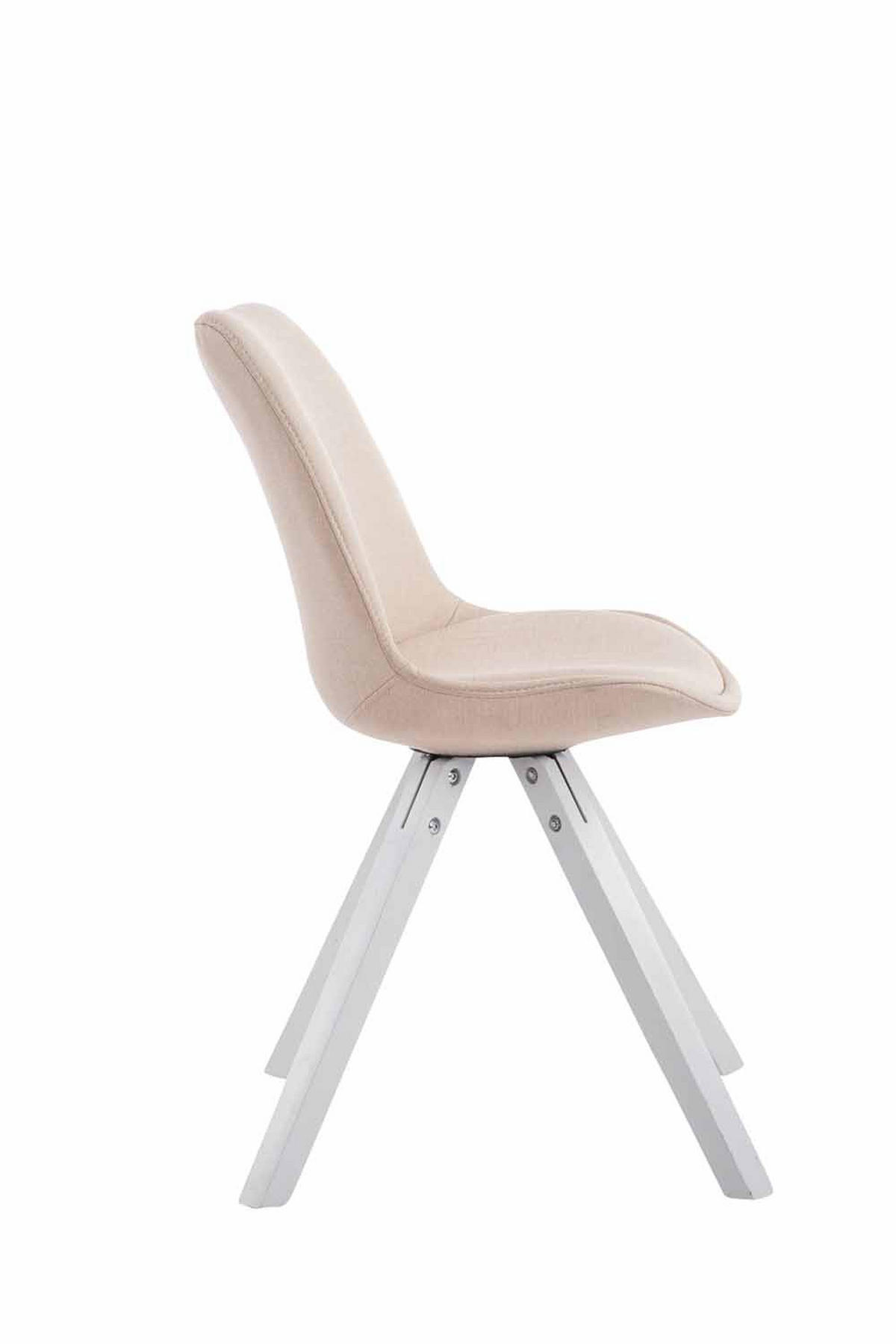 STUHL Stoff creme - Creme/Weiß, Holz/Textil (48/84/56cm) - CLP
