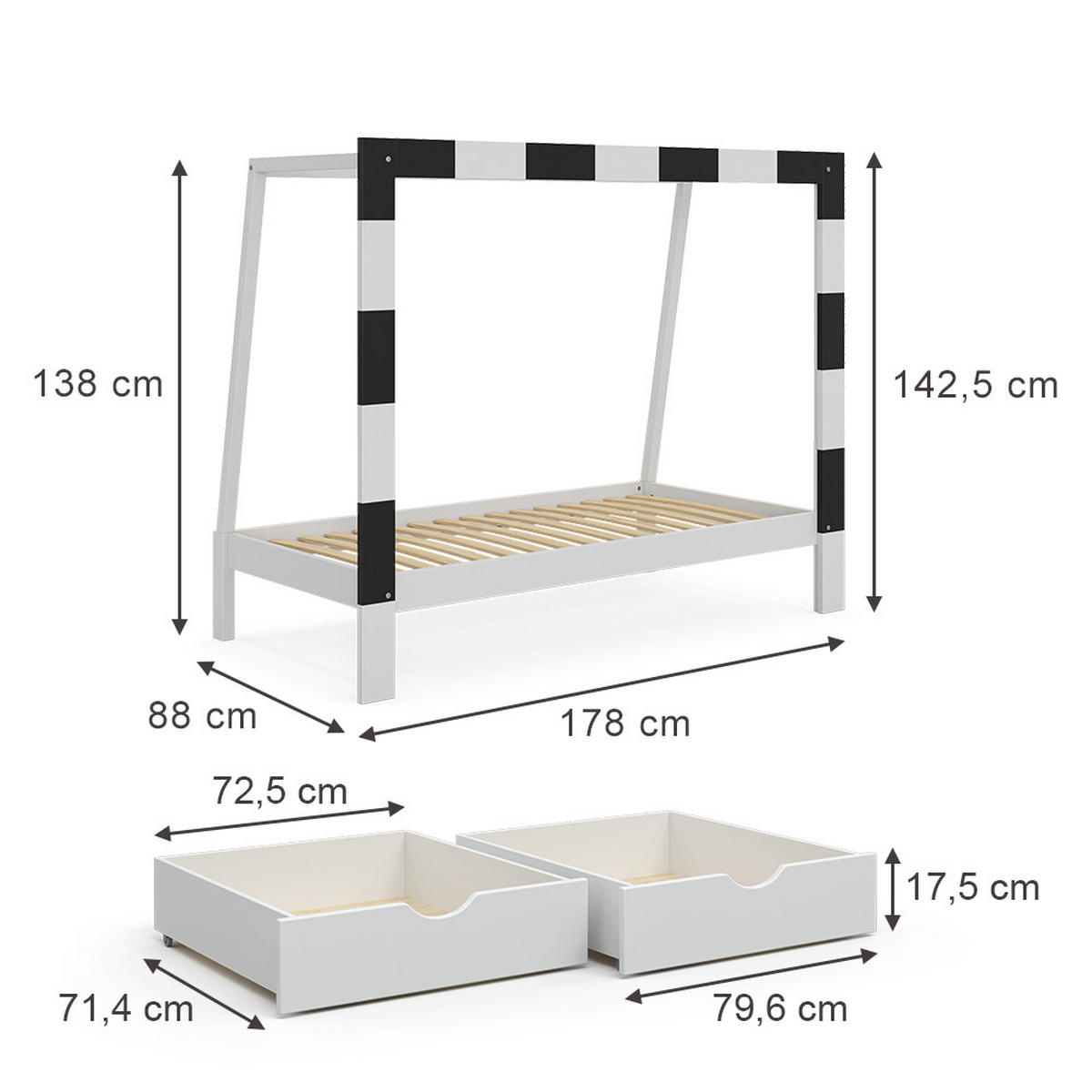 DĚTSKÁ POSTEL Fußballtor Bílá - bílá, dřevo - VitaliSpa