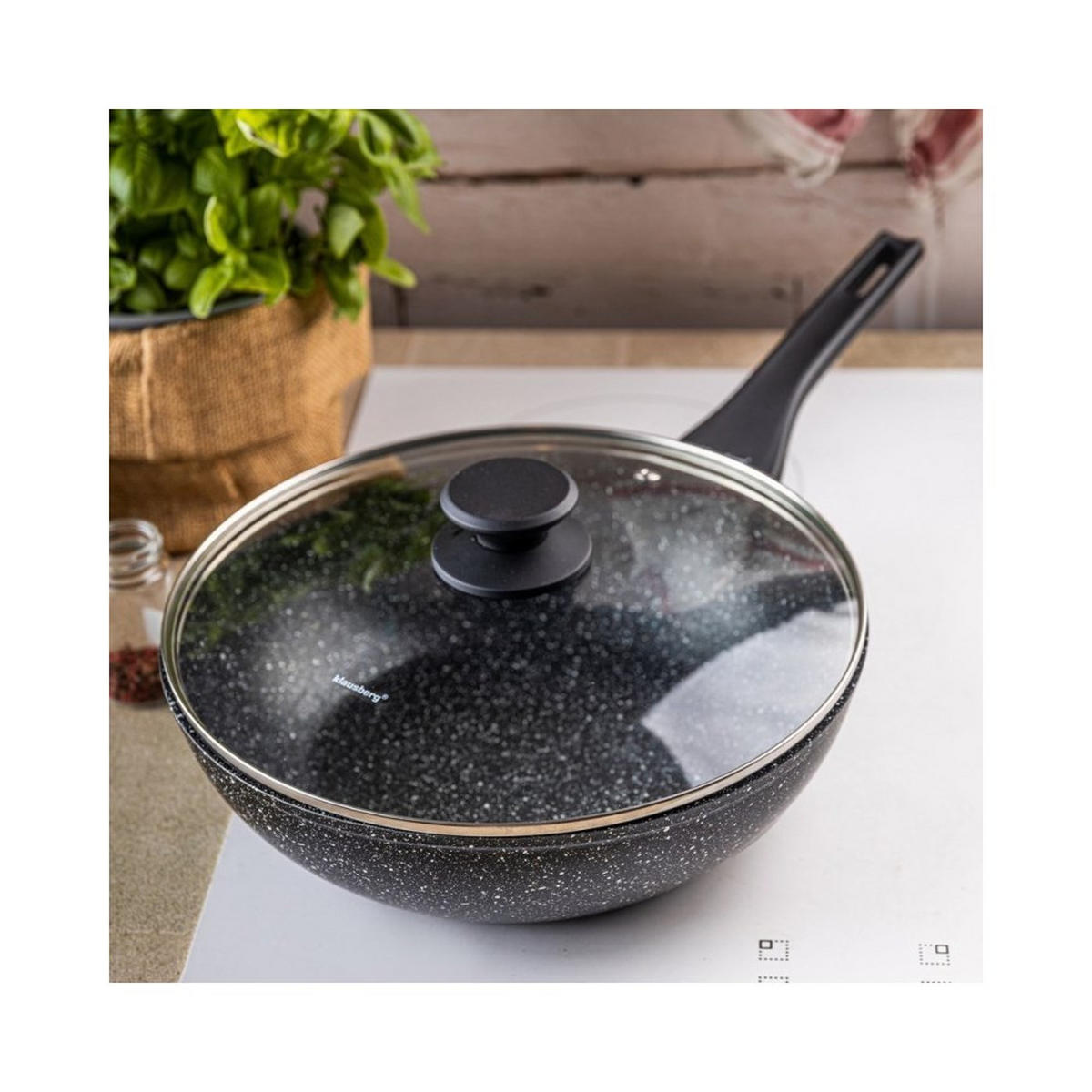 WOK Graphit 28/28/8 cm 64478 - Graphitfarben, Metall (28cm) - Klausberg 