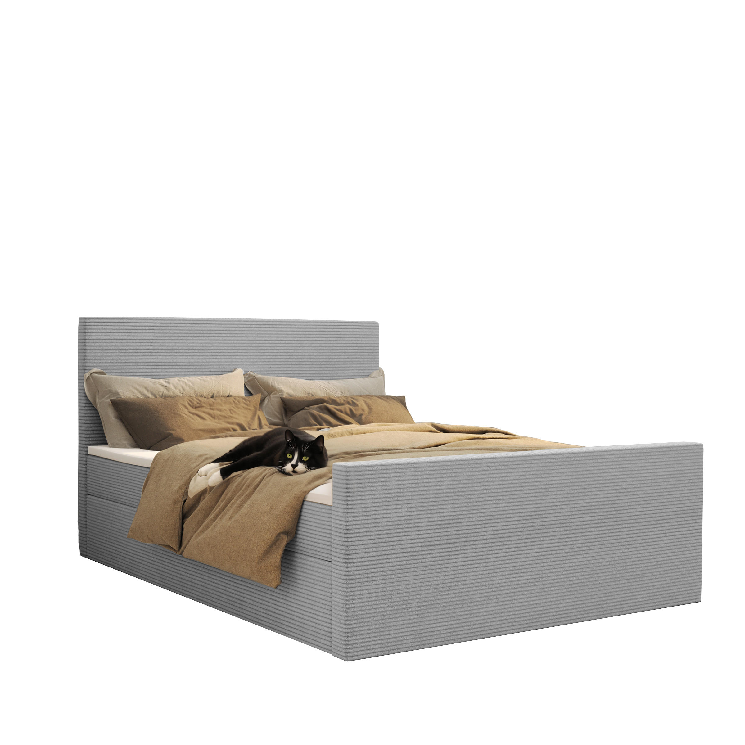 Kaiser Möbel KONTINENTÁLNÍ POSTEL s úložným prostorem a topperem VIESTA tkanina Poso Světle šedá 200x200 cm H2-Pocket