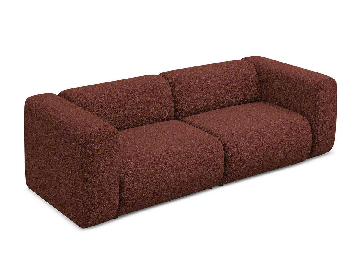 3-SITZER SOFA Strukturstoff Stoff Rot - Bordeaux/Rot, Kunststoff/Textil (228/70/89cm) - Makamii