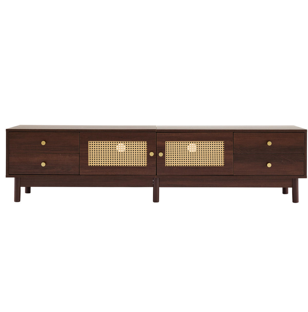 TV-SCHRANK mit Rattantüren und 4 Schubladen 180 cm Holzoptik Braun - Braun, Holzwerkstoff (35/44/180cm) - Beauniv