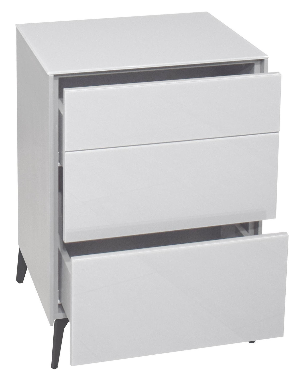KOMMODE Elfi 52x42x78 Hochglanz Kreidegrau/Glas Kreidegrau - Hellgrau, Holzwerkstoff (52/78/42cm) - 58aufmkessel