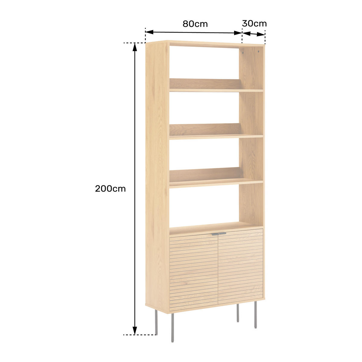 BÜCHERREGAL Stinna - Braun, Holzwerkstoff (30/200/80cm) - Happy Garden