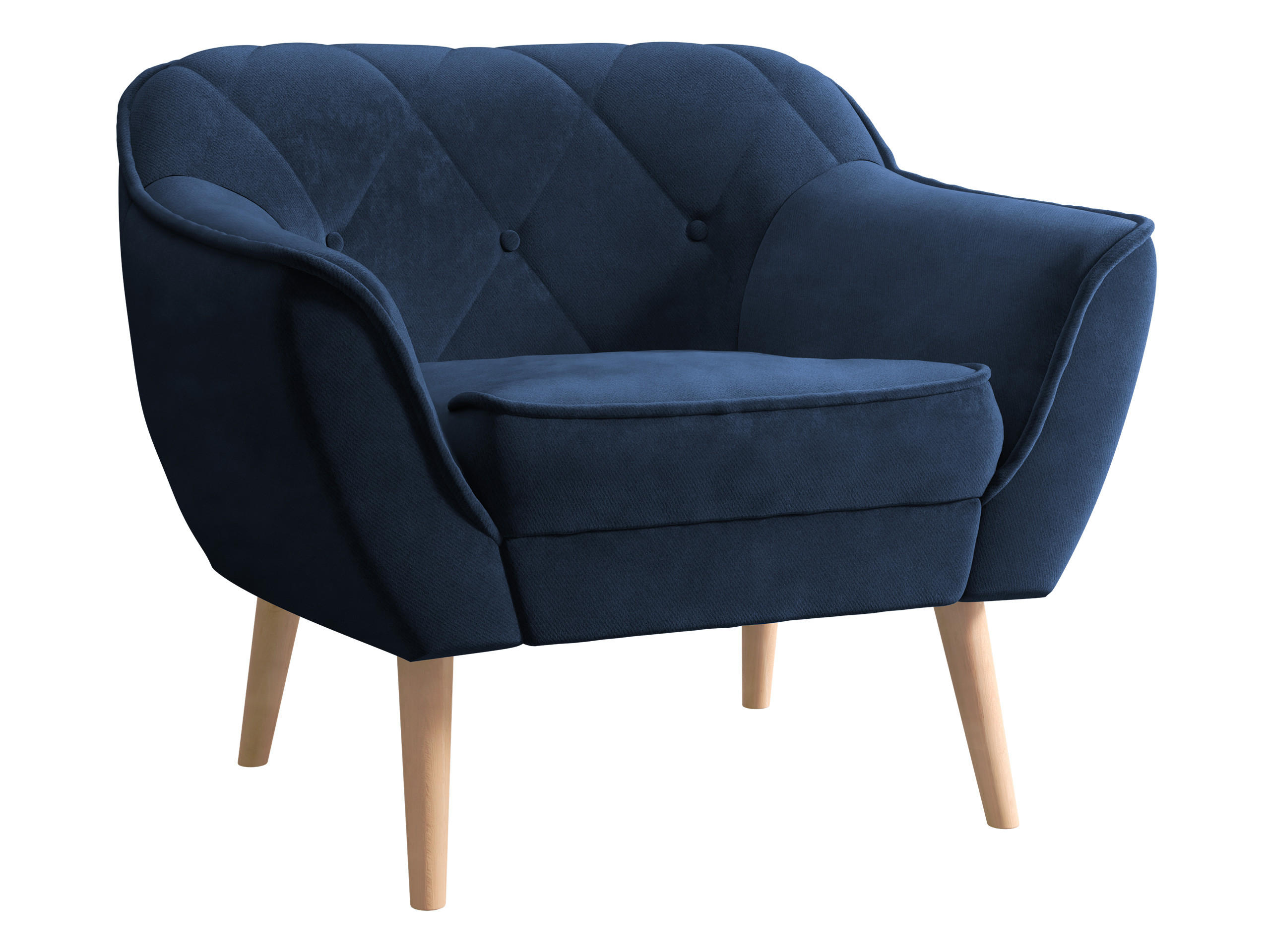SESSEL Skand 1 - Naturfarben/Dunkelblau, Holz/Textil (80/75/74cm) - MIRJAN24