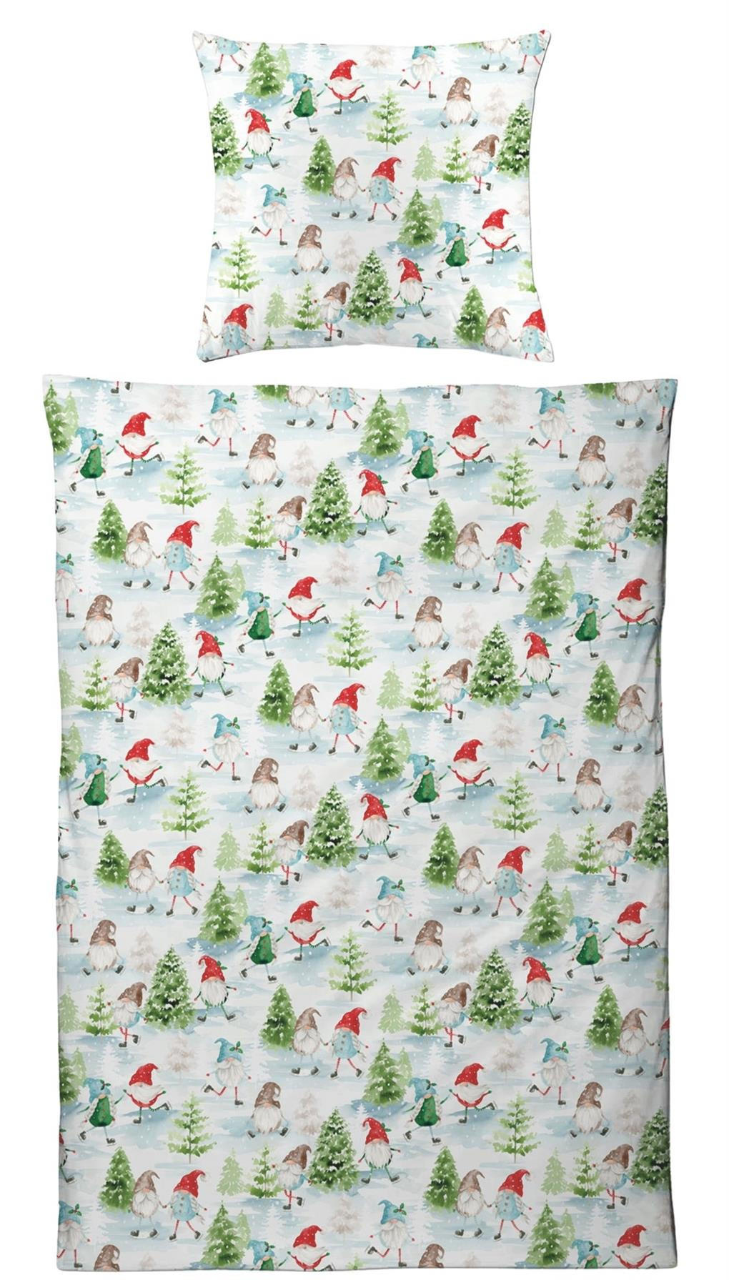 BETTWÄSCHE Biber 135x200 Wichtel Flanell Winter Bettbezug Weihnachten - Kuschelig warm - Multicolor, Textil (135/200cm) - Carpe Sonno